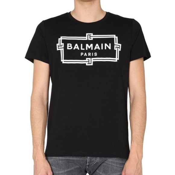 BALMAIN LOGO PRINT T-SHIRT BLACK & WHITE SIZE LARGE BRAND NEW - Picture 1 of 4